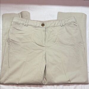 Dress Barn Women's 16W Cream Wide Leg Chino Pants Career Trousers Khaki Tan